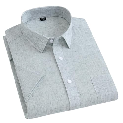 Chemise en lin homme manches courtes col classique vêtement été respirant