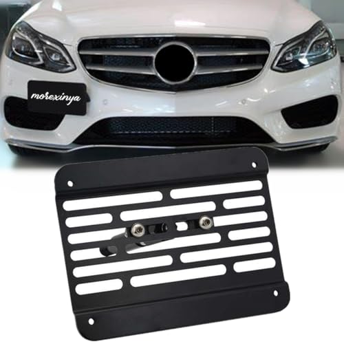 Front Bumper Tow Hook License Plate Mount Relocator Bracket fit for Mercedes Benz W204 W205 C Class W212 W213 E Class C117 CLA W221 S Class GLK X253 GLC W166 GLE R231 Stainless Steel No Drill Holder
