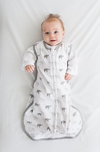 Amazing Baby Cotton Sleeping Sack, Wearable Blanket with 2-way Zipper, Sterling Tiny Elephants, Small (0-6 mo)