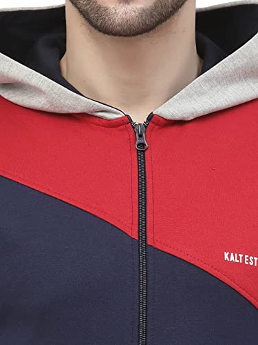Image of Kalt Men Full Sleeves Zipper Fleece Colour Block Hoodie