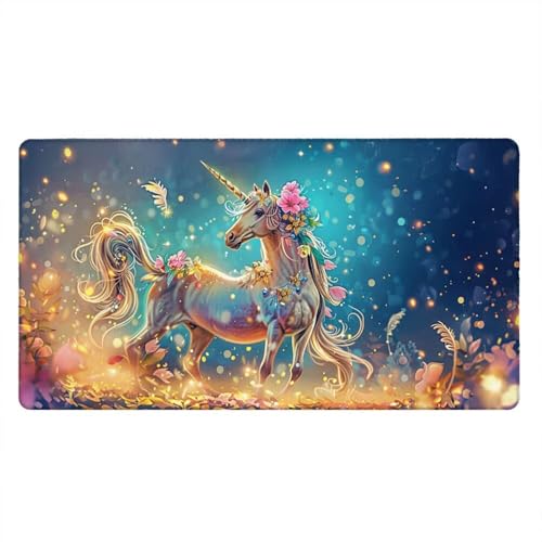 Alfombrilla Ratón XXL Alfombrilla Escritorio 2000x1000mm Mouse Pad Mejora la Precisión y la Velocidad con Base de Goma Antideslizante y Bordes Cosidos Duradera Cómoda, Juegos (Unicornio Blanco) xR8155