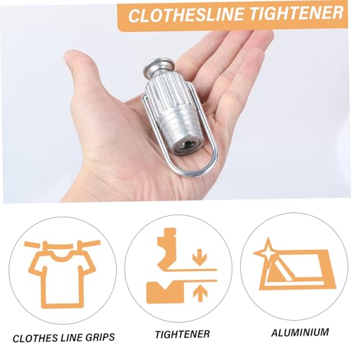 Abibiocy 2 PCS Clothesline Tightener 3.2x1.4'' Anti-Tangle Aluminum Alloy Rope Tightener Simple Clothesline Pulley with Rotating Hook for Tightening RopeTightener - Image 6