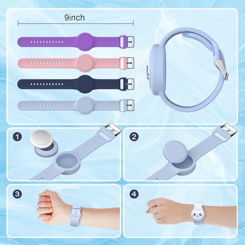 Image of Waterproof Air tag Bracelets for Kids (2 Pack) - Soft Silicone Hidden Air tag Wristband - Lightweight GPS Tracker Holder Compatible with Apple Airtag Band for Child
