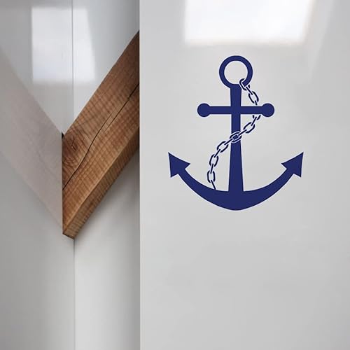 Anchor Wall Decals Peel and Stick, Navy Blue Anchor Vinyl Wall Decal Sticker, Nautical Wall Decal for Home Nursery Bathroom Decor, Nautical Wall Stickers for Boys Room Kids Playroom Decor