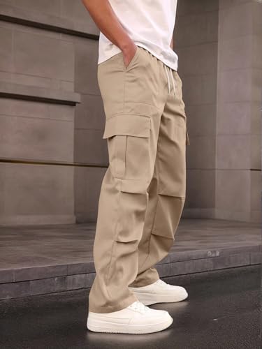 Image of JVX Men Cargo ||Cotton Cargo Pants || Casual Trousers | Comfortable Lower for Men | Breathable Pants with Multi Pockets & Drawstring Elastic Waistband (CARGO-05)