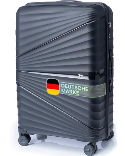 Xonic® Hartschalenkoffer XL für 100L - Bruchsicherer Rollkoffer Polypropylen mit 360° Doppelrollen & TSA-Schloss - Reisekoffer Schwarz