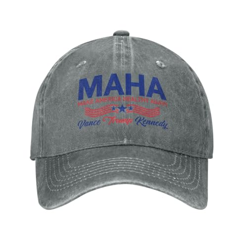 Maha Make America Healthy Again Cowboy Hat Adjustable Dad Hat Unisex Sun Caps Gray