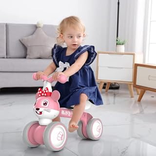 XIAPIA Baby Balance Bike 1 2 year old Toddler Ride on Toys Trike Birthday Gift for 1 Year Old Girls Bike Walker No Pedals for 10-36 Months Baby (Pink Mouse)
