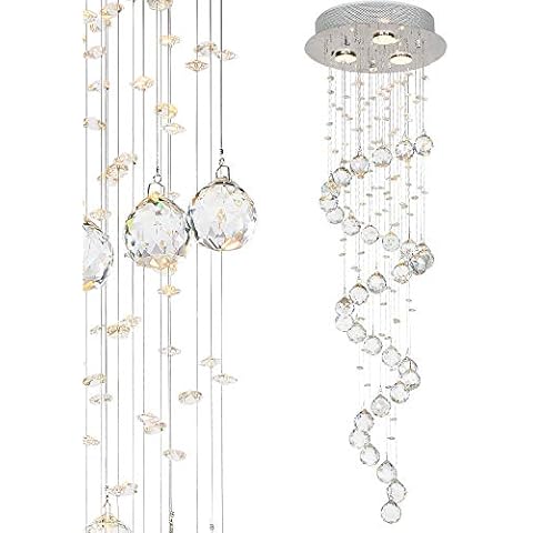 100cm Crystal Design Chandelier Ceiling Hanging Droplets lamp for Living Room and Hall Illumination Ø30 cm 3X GU10 Cover