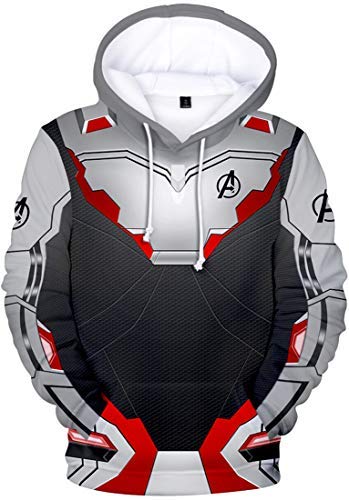Kids Quantum Realm Hoodie Avengers Endgame Cosplay Costume Print Silver Gray Cap XS