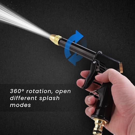 Image of Mini High Pressure Water Spray Gun Nozzle - Metal & Rubber Trigger Jet for Car Wash, Bike Cleaning, Gardening & Multipurpose Home Use (Black) (Water Spray Gun)