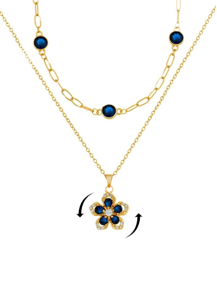 Natural Birthstone Layered Fidget Flower Necklace for Women