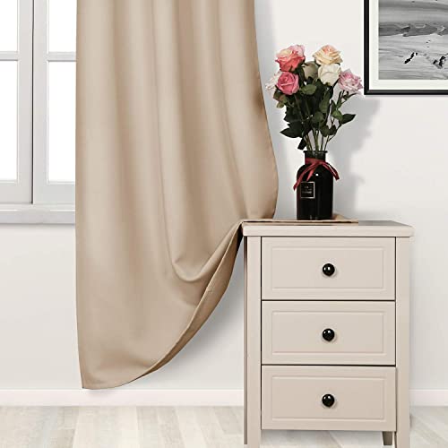 DWCN Blackout Curtains for Bedroom - Thermal Insulated Light Blocking Eyelet Window Curtains for Living Room 46 x 90 inch Length,Beige,2 Panels - Image 6