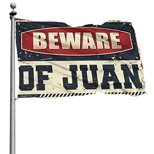 Drapeau Beware of Juan gaeruite pour masquer un mur vide de chambre d'ado