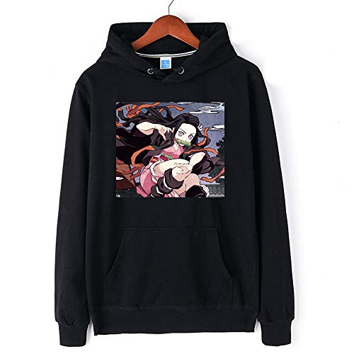 unbrand Kimetsu No Yaiba Demon Slayer Nezuko Sudaderas con Capucha de algodón Unisex Sudaderas (Black,M)