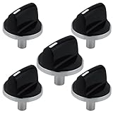 5 Pcs 00650847 Cooktop Burner Knob,Stove Knobs Control Dial Replacement Part Compatible with Bosch Electric Range Stove Replaces for 650847 1999734 AH3480601 AP4513132 PS8731208 Black