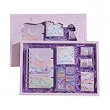 JiFocelt 女の子向け 子供用リンゴノートセット｜日記・DIY・油絵手帳付き 可愛い手作り文具パック｜卒業・進学プレゼント (ギフトセットです,山は星を探します)