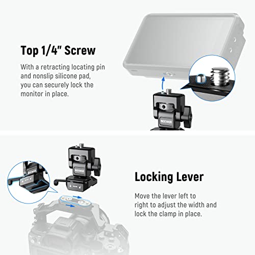 Image of NEEWER Camera Monitor Mount with QR NATO Clamp, 1 /4 inch Screw for 5 inch & 7 inch Field Monitor Compatible with Atomos Ninja V, 360 Swivel 180 Tilt Damping Adjustable, Compatible with SmallRig Cage, MA005