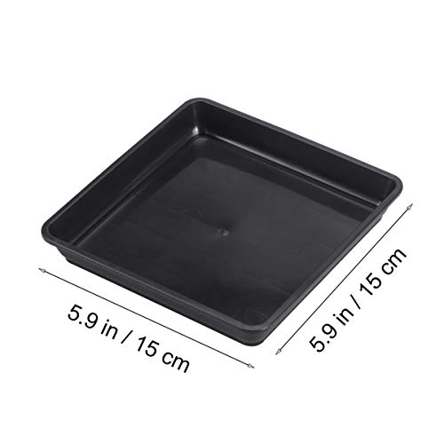 Yardwe 10 Pcs Square Plastic Plant Saucer Tray Plant Pot Saucer Flower Pot Tray For Garden Potted Water Drips And Soil 5.9 X 5.9 X 1.1 Inch (Black) #TOP2