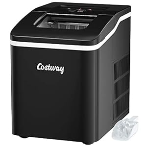 COSTWAY Eiswürfelmaschine Ice Maker 12KG/24H, Eismaschine Eiswürfelbereiter inkl. Eiswürfelschaufel / 9 Eiswürfel in 8 min / 1,6L Wassertank / 120W / 31x22x30cm (Schwarz)