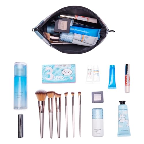 WANDF Cosmetic Bag for Women Makeup bag Organizer Small Mini Makeup Pouch for Purse Water Resistant Girls Gift (Alpacas)