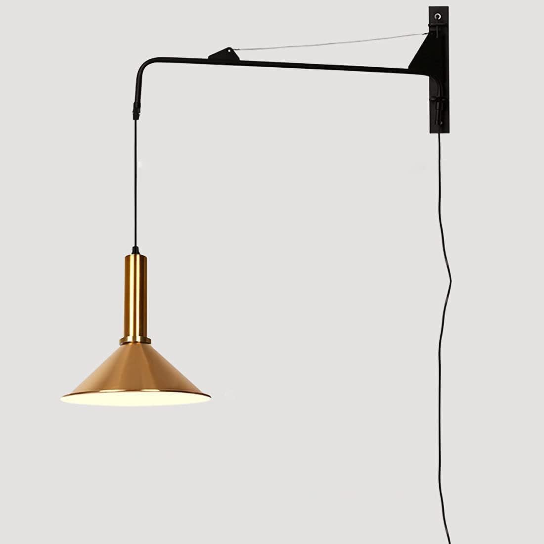 ASerZenith Adjustable Long Arm Wall Lamp, Bedroom Bedside Lamp With Cable And Switch, Industrial Wall Lamp Compatible With Stairs, Living Room Hallway,E 75Cm