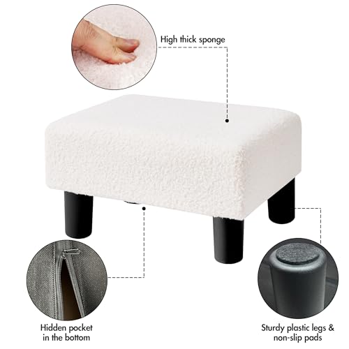 Brian & Dany PW439FUSA Small Foot Stool Ottoman, Footstool With Legs, Teddy Velvet Foot Rest For Living Room, Bedroom And Office thumb #5