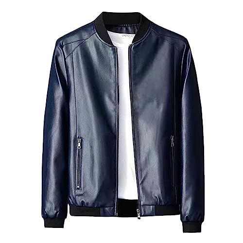 Blouson En Cuir Homme Automne Legere Vestes de Moto Grande Taille Vintage Printemps Blouson Manteau Noir Simili Cuir Leather Jacket Manteaux Mi Saison Chic...