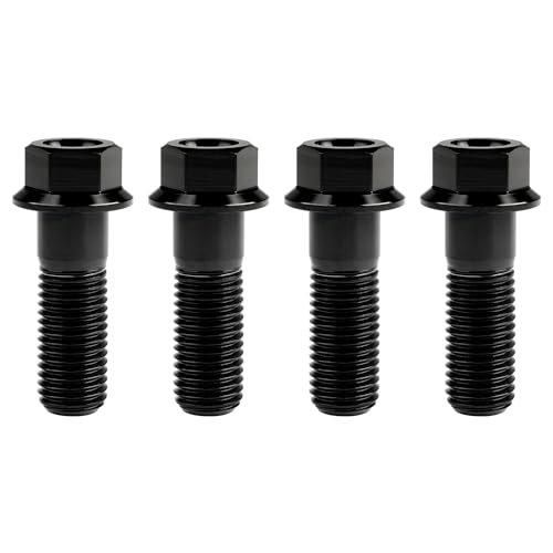 Image of Titanium Bolt M12 30 35 40 45 50 55 60 65 70 75 80 85 90mm Hex Small Flange Head for Motorcycle Car Modification Pack of 4 (M12x35mm Pitch 1.5, Black)