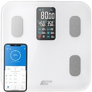 Active Era Smart Weegschaal met Groot Led-Display – Bluetooth Digitale Weegschaal met 16 metingen, Hoge Precisie Lichaamsgewicht, Body Mass Index (BMI), Gratis Smartphone App