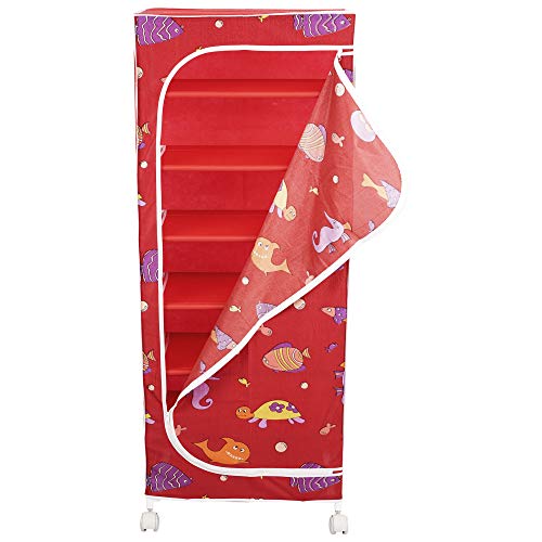Image of Little One'S | 7 Shelves Baby Foldable Wardrobe | Aquatic Red (Made In India) - Fabric