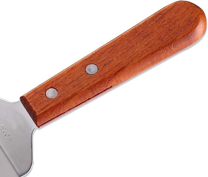 Besillia 1Pcs Pie Server Cake Holder Stainless Steel Triangle Shovel Spatula Pastry Dessert Server with Wooden Handle for Cake Cheese Pie Pizza 4