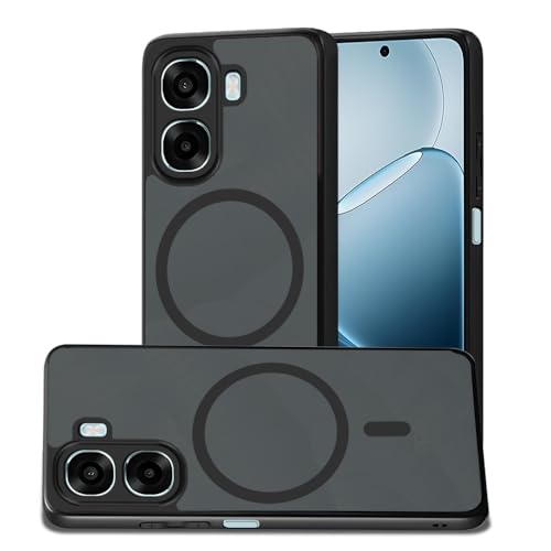 Image of AESTMO Oppo A6S 5G / Oppo K14X 5G / Oppo A6X 5G Back Cover | 360 Protection | Matte Frosted Hard Back Translucent | Compatible with MagSafe Accessories (MagSafe Matte Hard Black Bumber)