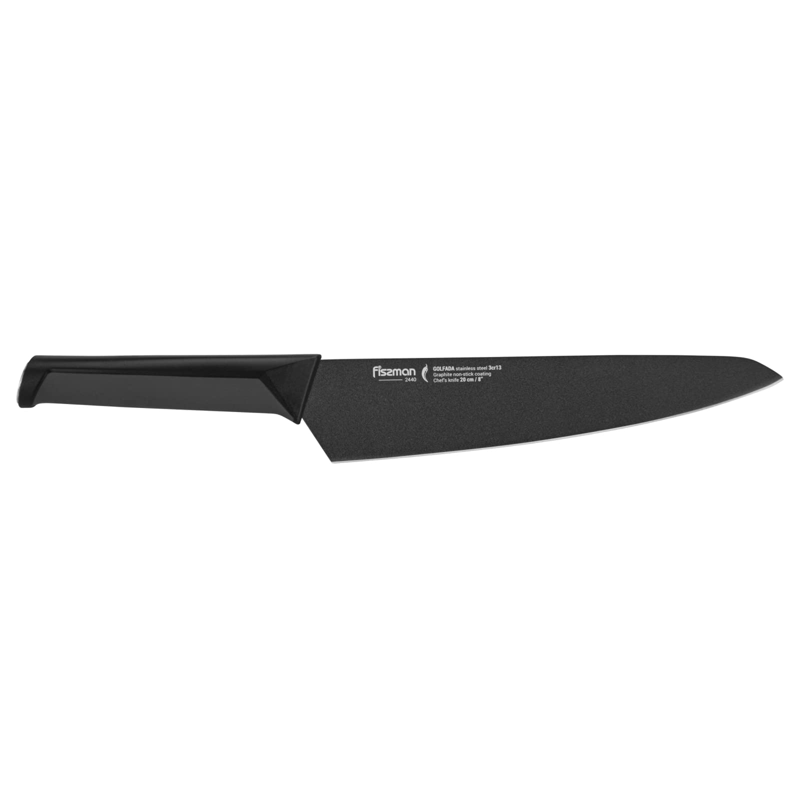 Fissman Chef Knife 8'' Kitchen Knife Ultra Sharp, Graphite Non-Stick Coating 3Cr13 Stainless Steel Knife Golfada Series, Professional Kitchen Knife, Ergonomic Handle for Home, Kitchen, Restaurant.