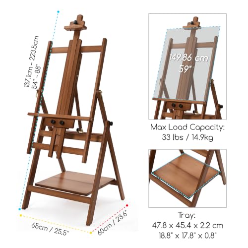 Image of MEEDEN Large Studio Artist Easel: Heavy Duty H-Frame Easel for Painting