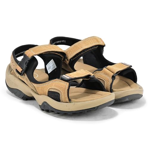 Image of Woodland Men's Camel Elephant Print Nubuk Sandals-UK-5 (EURO 39)