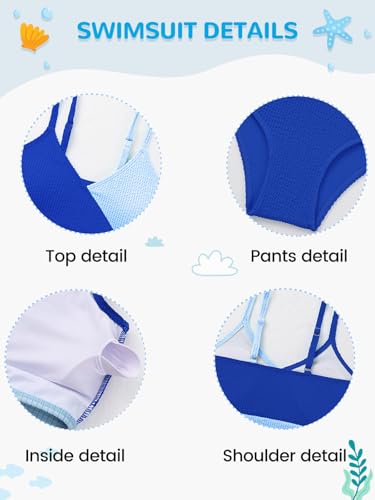 Image of Girl's 2 Piece Swimsuit Solid Spaghetti Strap Bikini Sets Beach Bathing Suit Swimwear for Teen Girls