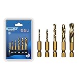 BECOLLO 5pcs Cobalt Stubby Drill Bit Set, Suitable for Drilling in Hard Metal, Stainless Steel, Cast Iron, with 1/4' Hex Shank for Quick Chucks & Impact Drivers
