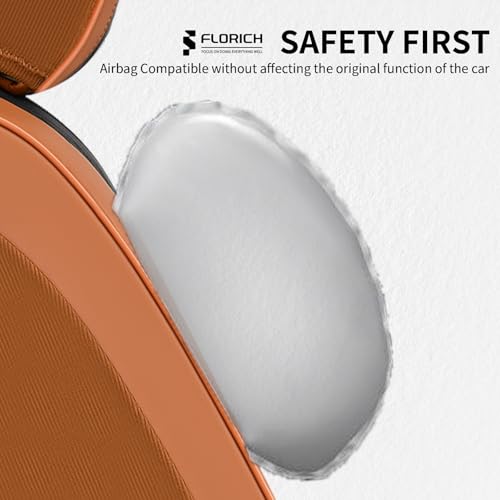 Image of FLORICH Leather Seat Covers for Cars Front Car Seat Cover Premium Automotive Seat Covers Waterproof Car Seat Cushion Protector Universal Fit for Most Cars SUV Trucks, Brown&Black
