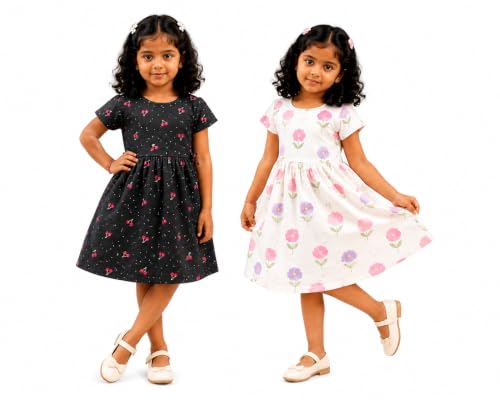 Image of Kids Girls Combo Frock | Girl Cotton Blend Dress | Princess Style Frock | Birthday, Casual & Festive Outfit