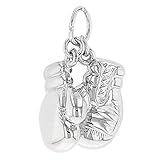 High Polish 14k White Gold 3D Boxing Gloves Charm Sports Pendant