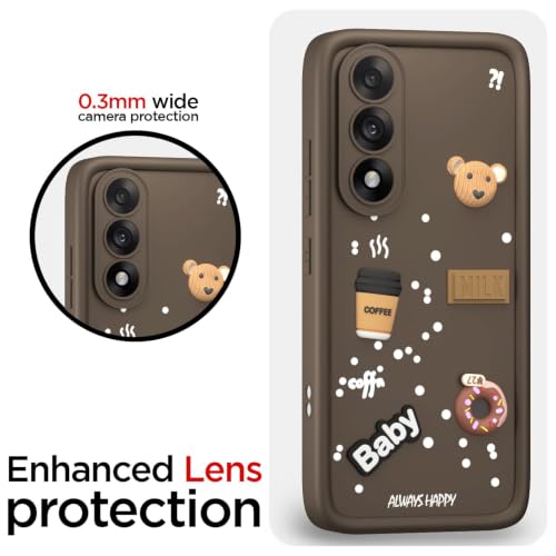 Image of Bintage Back Cover Compatible for 1+ Nord 5 /Oneplus Nord5 | Cute Fun Ball | 3D Taddy Smiley Coffee | Milk Case | Full Body Protection - Brown