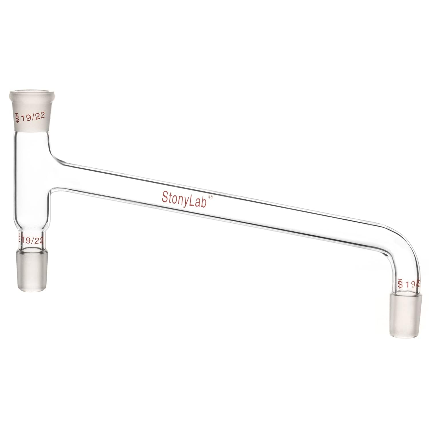 stonylab Borosilicate Glass 75 Degree Bent Distilling Adapter, with Two 14/20 Inner Joints and One Outer Joint, for Laboratory Distillation — Amazon image 8