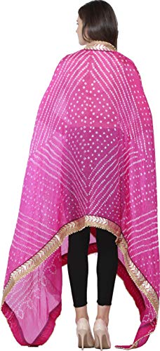 Dupatta from Jodhpur with Tie-dye Print and Gota Border - Silk3