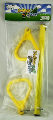 Swing Set Stuff Trapeze Bar with Rings and Coated Chain (Yellow) with SSS Logo Sticker