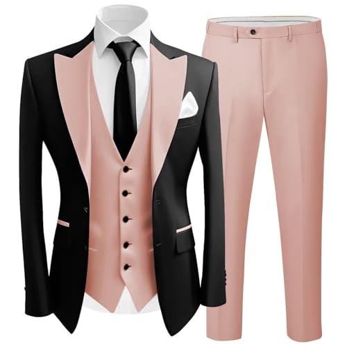 Wangyue Tuxedo 3 Piece Prom Suits Men's Slim Fit Suit Single Breasted Vest and Pant Jackets for Men Suits Party Prom