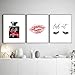 Produktbild WSHIYI Hallo Wunderschöne Parfüm Mode Poster Lippen Makeup Wimpern Wandkunst Leinwand Druck Bild Schönheit Poster Mädchen Zimmer Dekor / 50x70cmx3 (19.7x27.6Inch) Kein Rahmen