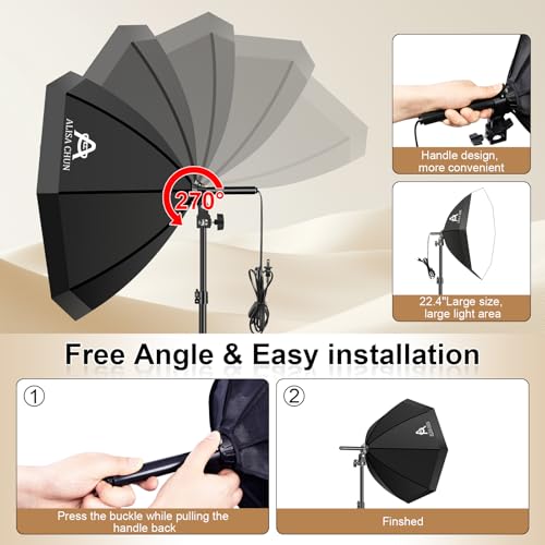Image of Softbox Photography Lighting Kit,22 inchX22 inch Soft Box Lighting Set with Double 85W 3000-7500K LED Bulbs，Photo Studio Equipment for Photography,Podcast Lighting，Shooting，Video Recording