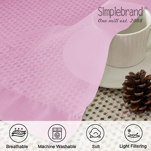 Image of Simplebrand Pink Sheer Curtains 63 Inch Length 2 Panels, Rod Pocket Solid Color Window Sheer Curtain Panels, Elegant Curtains & Drapes for Living Room, Bedroom 2 Panels (42 inch W x 63 inch L)