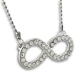 Cadena extensible de 5 cm. Collar de cadena de metal con colgante infinito incrustado con diamantes de imitación, con collar, color plateado